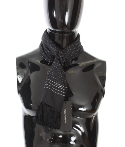 Black Silk Polka Dot Shawl Scarf