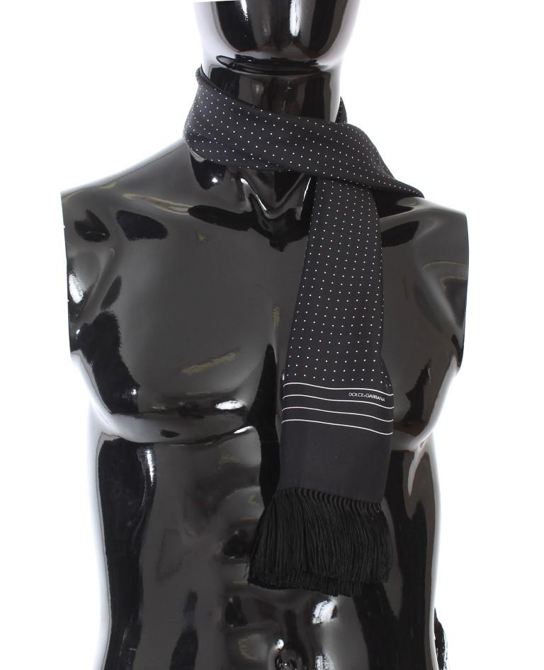Black Silk Polka Dot Shawl Scarf