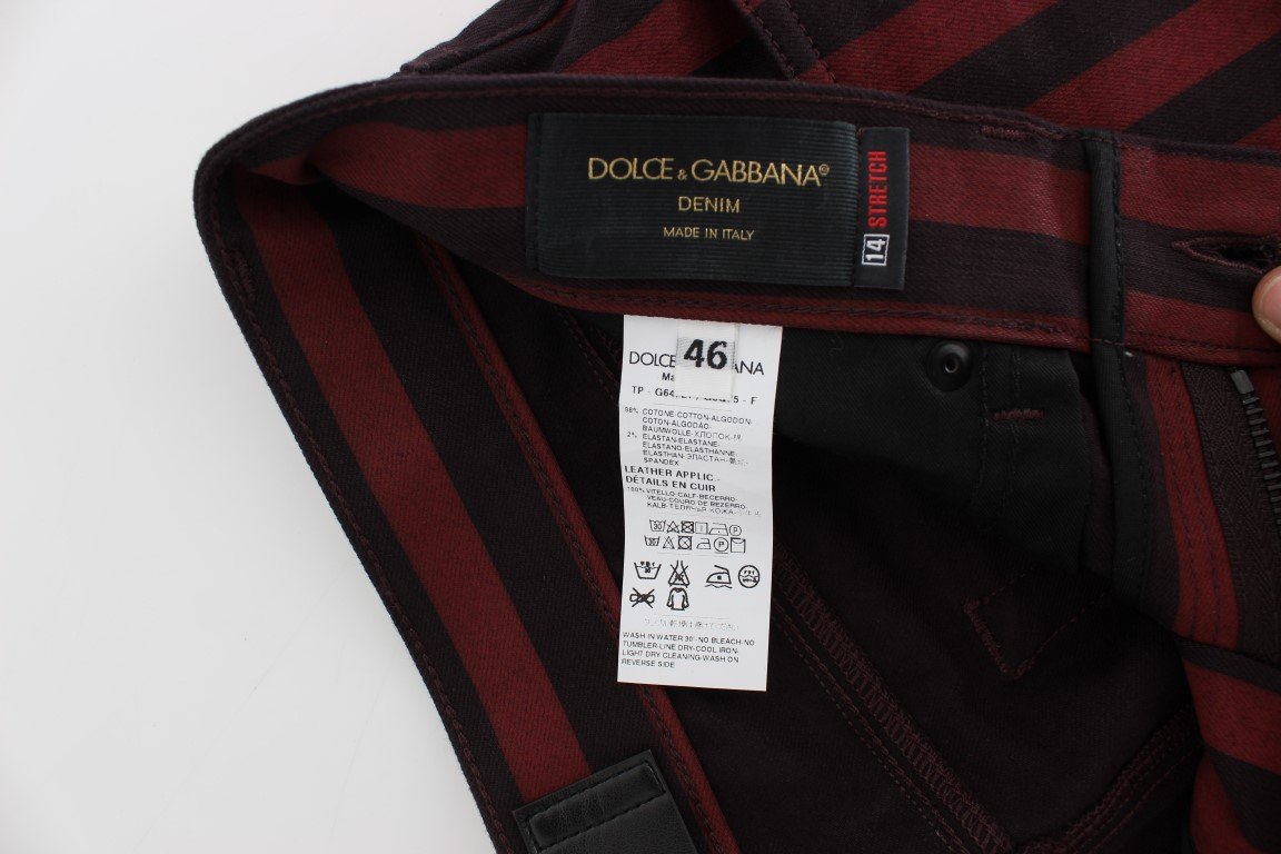 Black Red Striped Slim Fit 14 Stretch Jeans