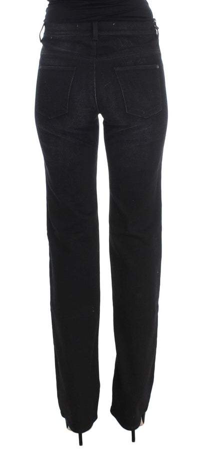 Dark Blue Cotton Blend Bootcut Jeans
