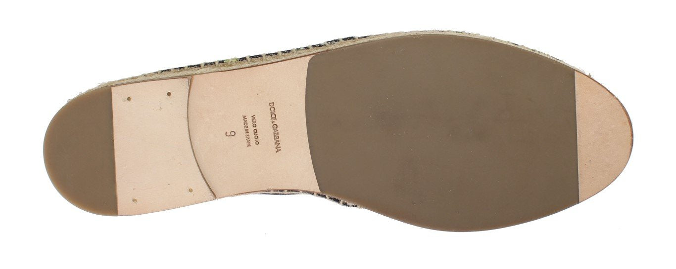 Black Canvas Bird Pattern Espadrilles