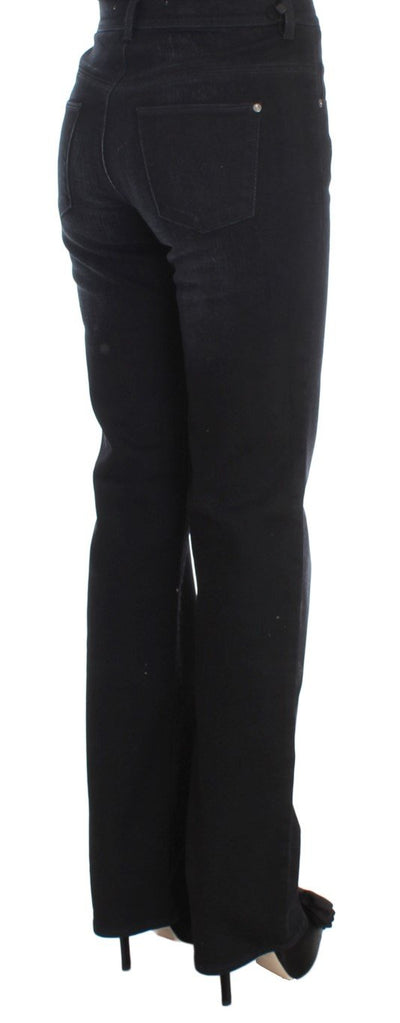 Dark Blue Cotton Blend Bootcut Jeans