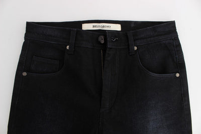 Dark Blue Cotton Blend Bootcut Jeans