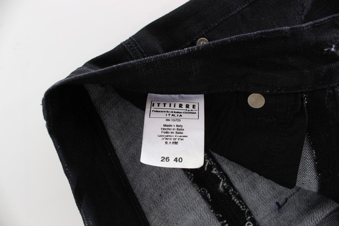 Dark Blue Cotton Blend Bootcut Jeans