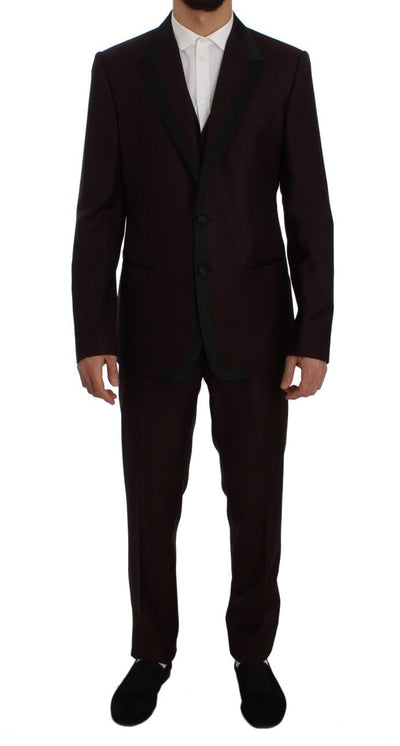 Bordeaux Silk Wool Slim Fit 3 Piece Suit