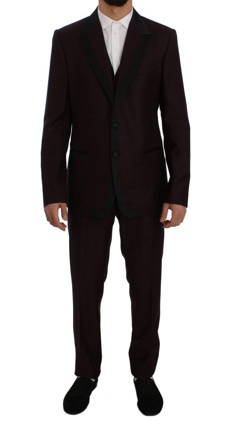 Bordeaux Silk Wool Slim Fit 3 Piece Suit