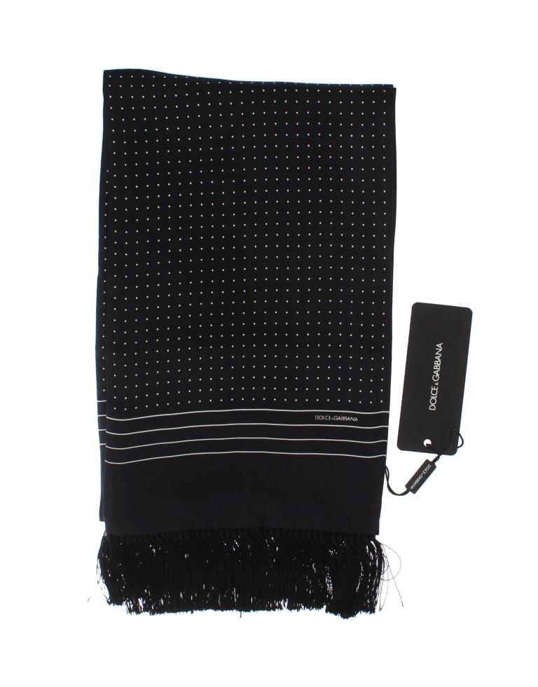 Black Silk Polka Dot Shawl Scarf