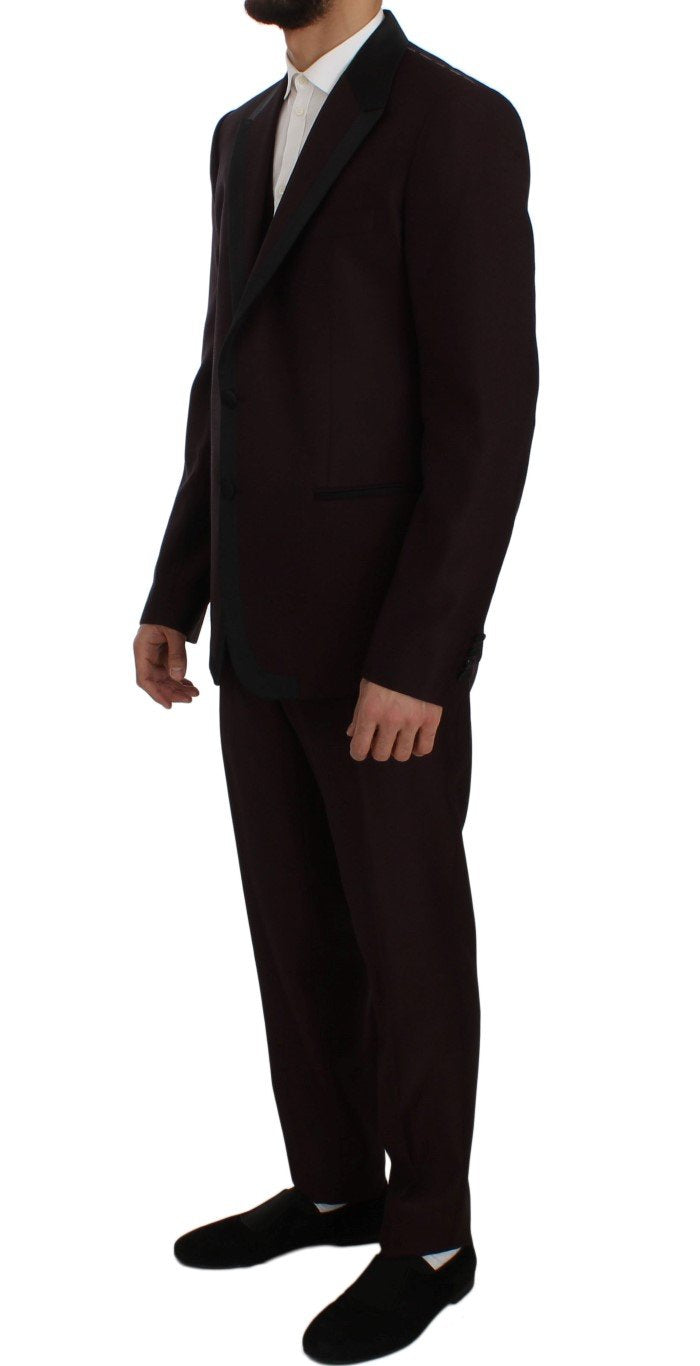 Bordeaux Silk Wool Slim Fit 3 Piece Suit
