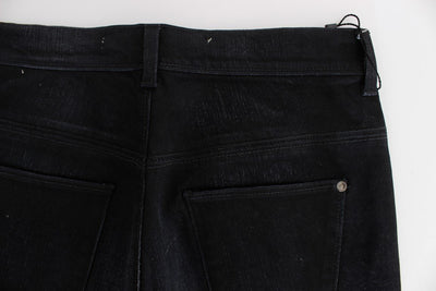 Dark Blue Cotton Blend Bootcut Jeans