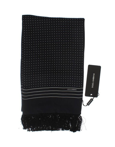 Black Silk Polka Dot Shawl Scarf
