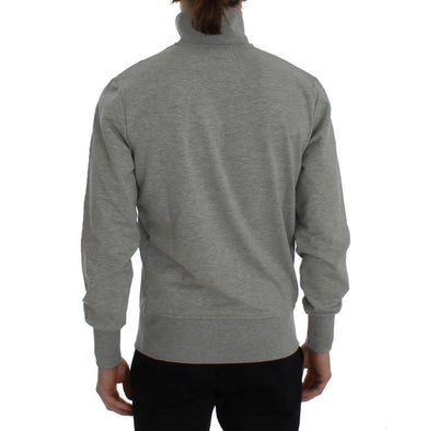 Gray Cotton Stretch Half Zipper Sweater