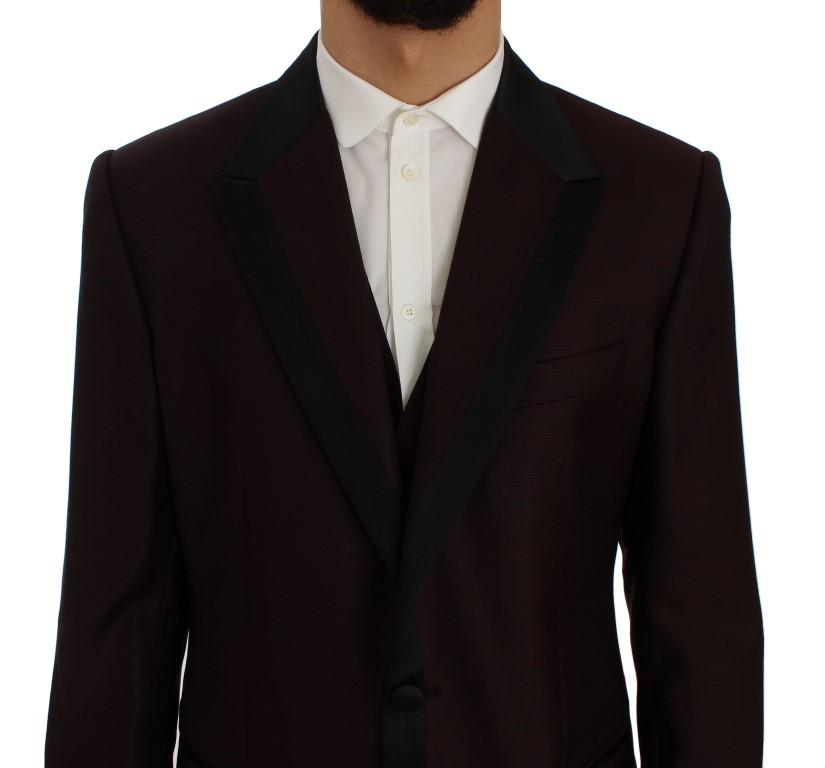 Bordeaux Silk Wool Slim Fit 3 Piece Suit