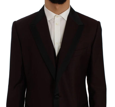 Bordeaux Silk Wool Slim Fit 3 Piece Suit