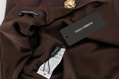 Brown Stretch Shift Gold Heart Dress