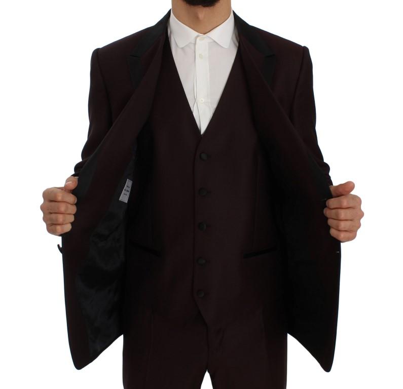 Bordeaux Silk Wool Slim Fit 3 Piece Suit