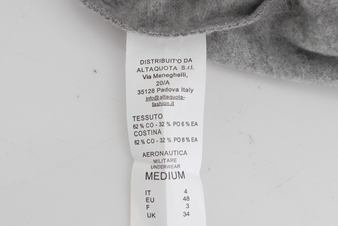 Gray Cotton Stretch Half Zipper Sweater