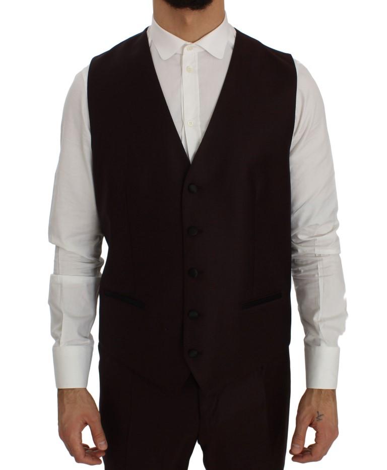Bordeaux Silk Wool Slim Fit 3 Piece Suit