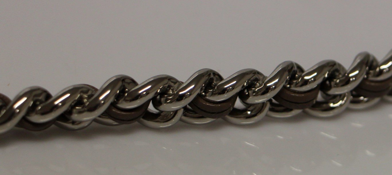 Gray Leather Silver Metal Logo Belt
