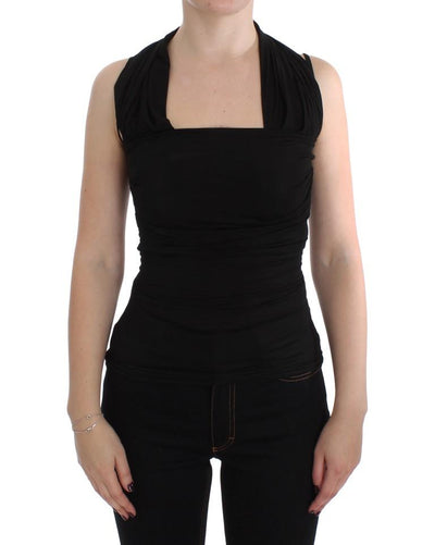 Black Silk Sleeveless Blouse Top