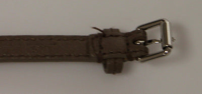 Gray Leather Silver Metal Logo Belt