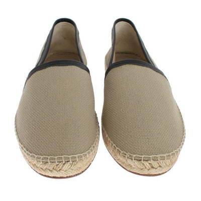 Beige Linen Woven Logo Espadrilles
