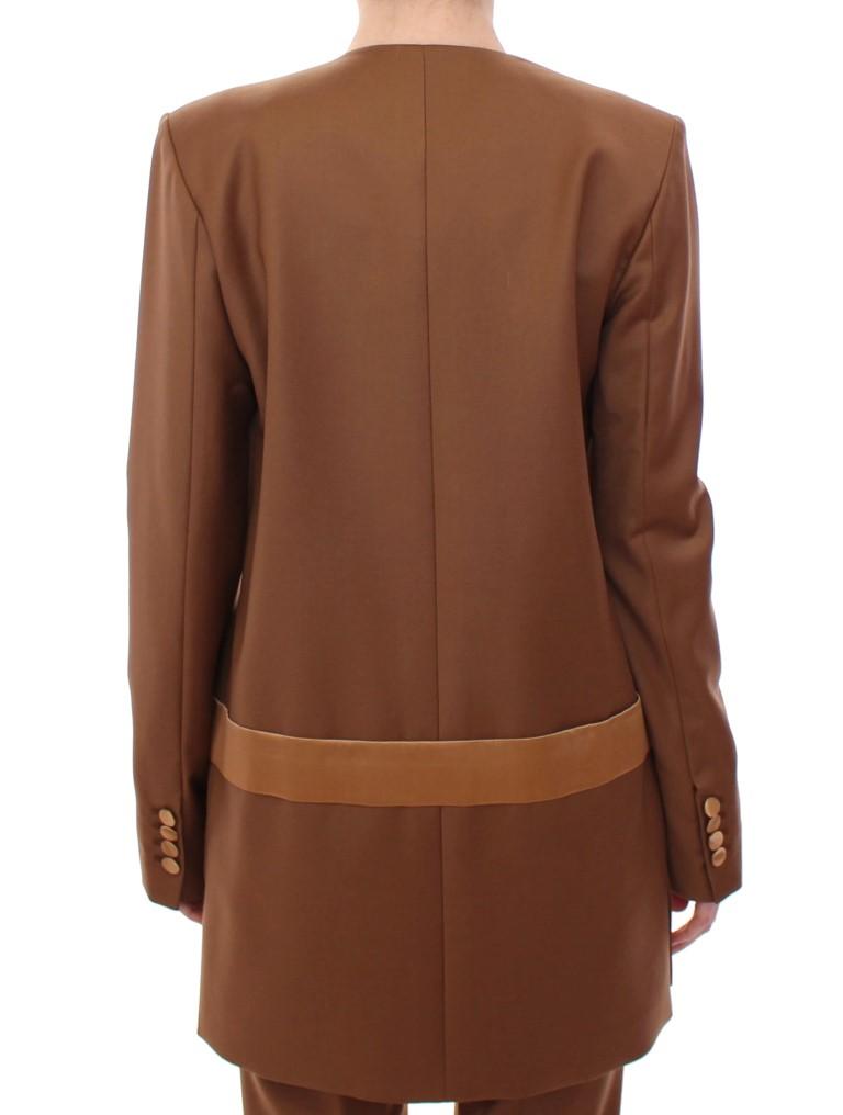 Brown Wool Silk Blazer Coat Jacket