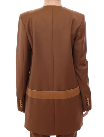 Brown Wool Silk Blazer Coat Jacket