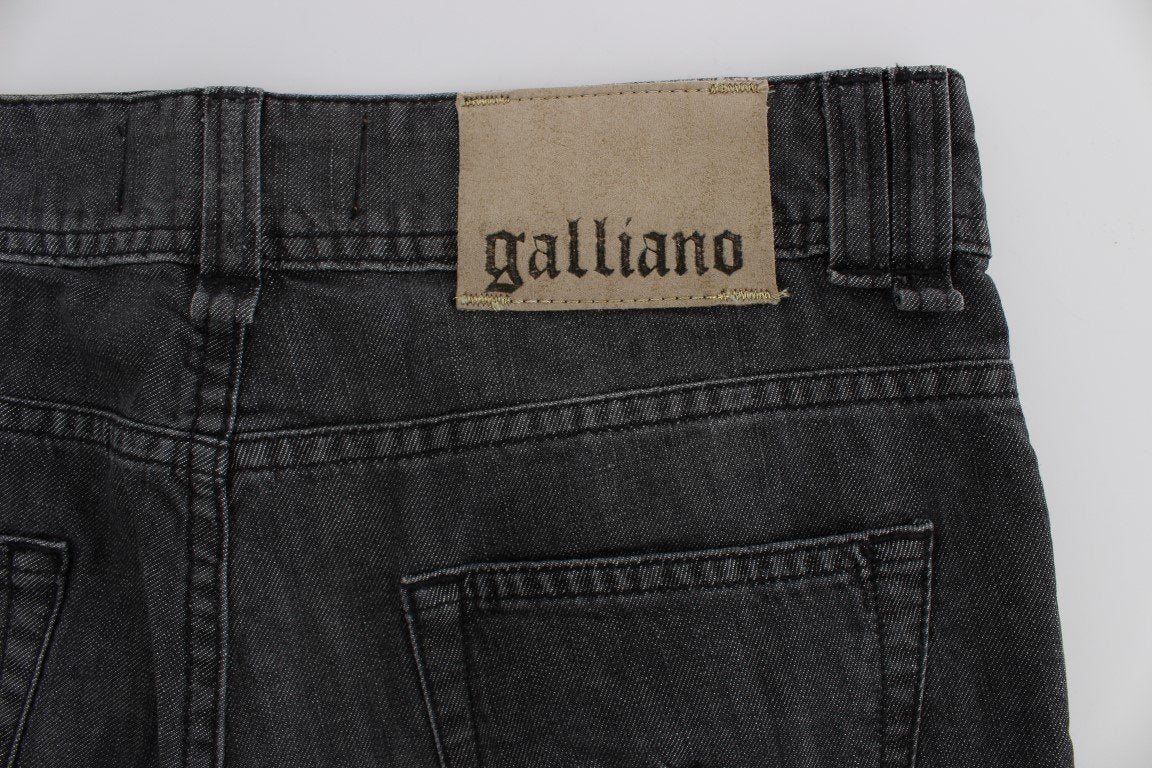 Gray Wash Cotton Torn Straight Fit Jeans