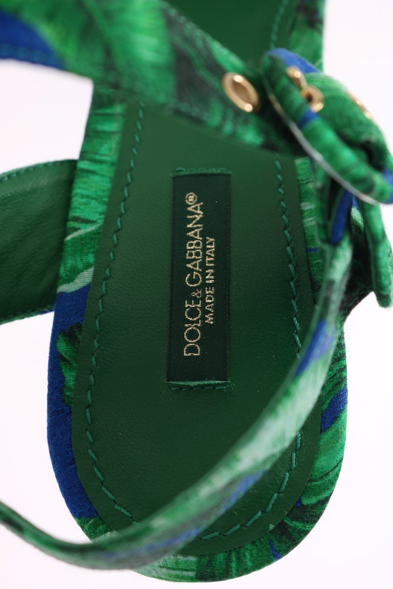 Green Banana Leaf Wedges Platform Sandals