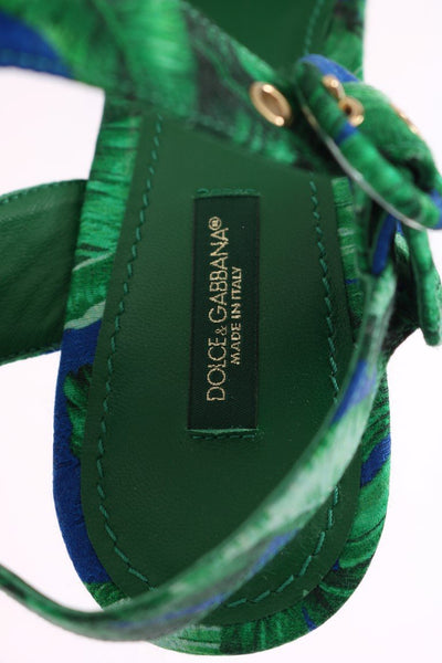 Green Banana Leaf Wedges Platform Sandals