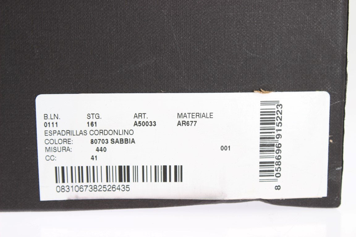 Beige Linen Woven Logo Espadrilles