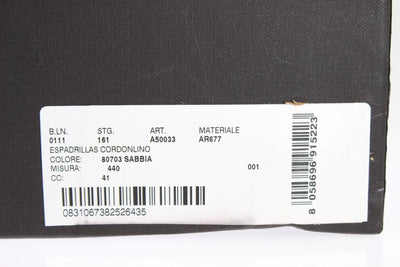Beige Linen Woven Logo Espadrilles