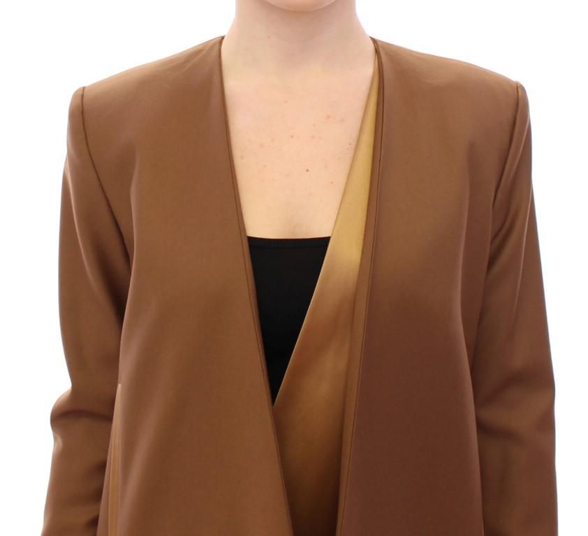Brown Wool Silk Blazer Coat Jacket