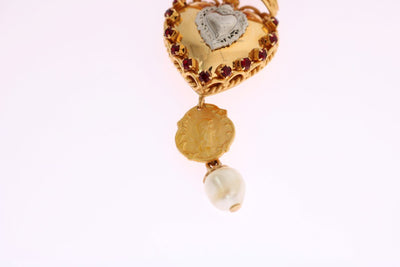 Gold Brass Crystal Rose Sacred Necklace