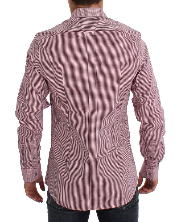 Red Checkered GOLD Slim Fit Dress Shirt