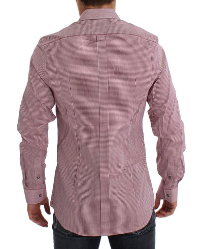 Red Checkered GOLD Slim Fit Dress Shirt