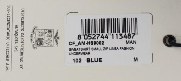 Blue Cotton Stretch Half Zipper Sweater