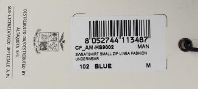Blue Cotton Stretch Half Zipper Sweater