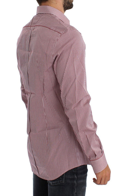 Red Checkered GOLD Slim Fit Dress Shirt
