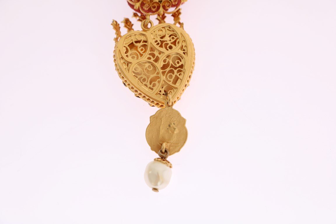 Gold Brass Crystal Rose Sacred Necklace
