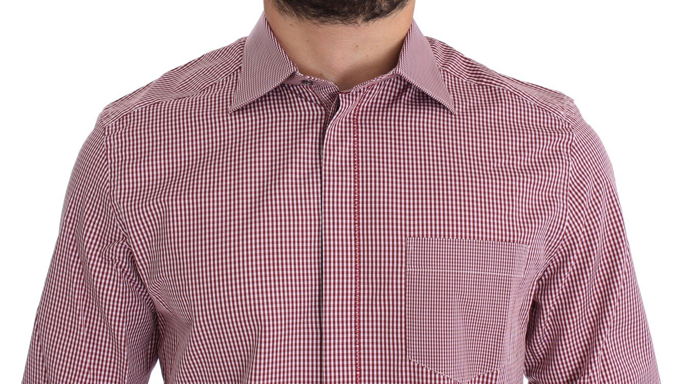 Red Checkered GOLD Slim Fit Dress Shirt