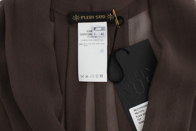 Brown Silk Sleeveless Blouse