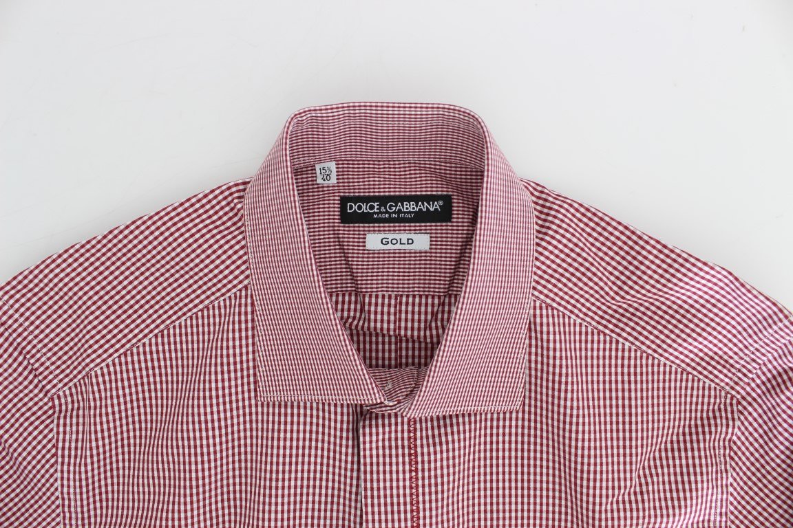 Red Checkered GOLD Slim Fit Dress Shirt