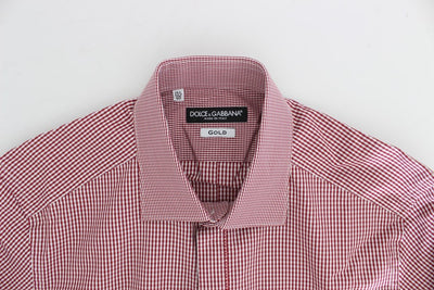 Red Checkered GOLD Slim Fit Dress Shirt
