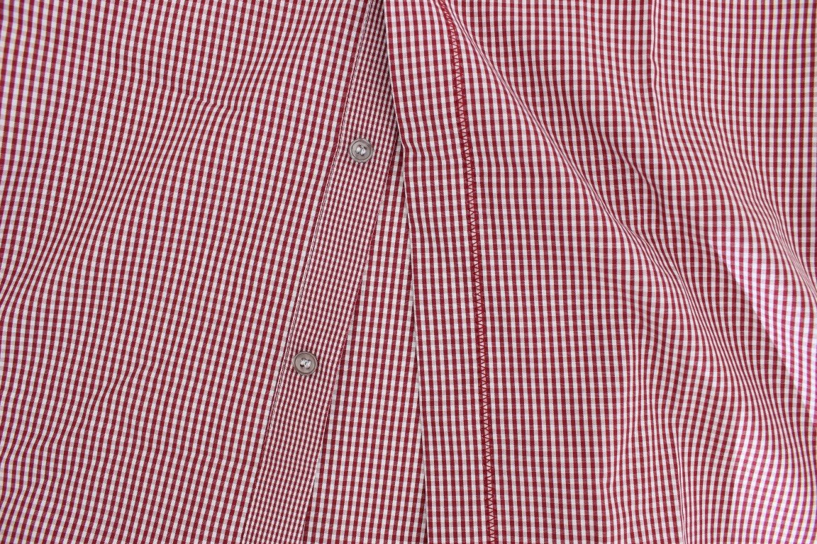 Red Checkered GOLD Slim Fit Dress Shirt