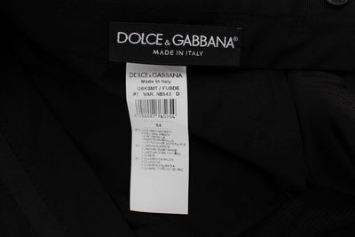 Black Striped Wool Stretch Formal Pants