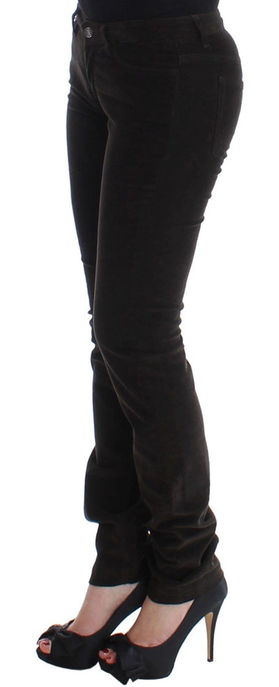 Brown CUTE Corduroy Slim Skinny Casual Pants