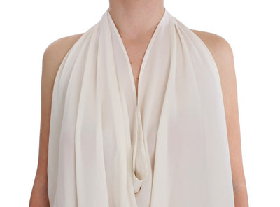 White Silk Sleeveless Blouse Top