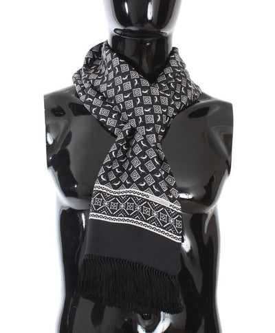 Black Silk Pattern Scarf