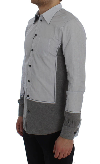 Gray Striped Cotton Slim Fit GOLD Shirt